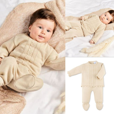 Baby Girls Beige Knitted Trouser Set - Dandelion