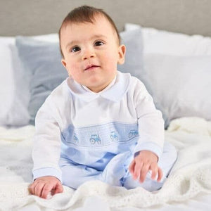 Boys Tractor Smocked Romper All In One Dandelion Baby