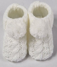 Load image into Gallery viewer, Baby Knitted Booties Pom Pom Size 0-3mth