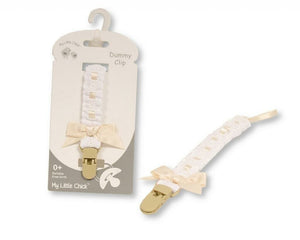 Spanish Dummy Clips Ribbon Slot Baby Elastic Dummy Clips