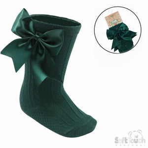 Girls Knee High Large Ribbon Socks