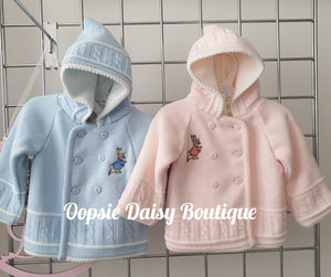 Pink Peter Rabbit Knitted Baby Jacket Cardigan  - Dandelion Pramcoat