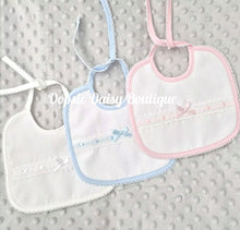 Load image into Gallery viewer, Spanish Baby Bib Ribbon Slot