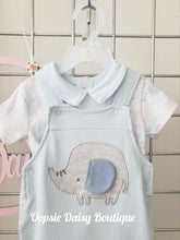 Load image into Gallery viewer, Baby Boys Blue Elephant Dungaree &amp; T shirt 2 Piece Set