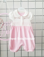 Load image into Gallery viewer, Pink Embroidered Flower Pretty Romper