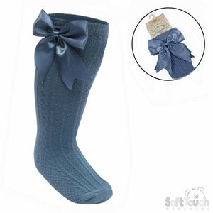 Girls Knee High Large Ribbon Socks