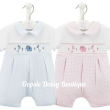 Load image into Gallery viewer, Baby Jungle Friends Smocked Romper Dandelion Baby