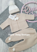 Load image into Gallery viewer, Boys Girls Camel Brown Knitted Pom Pom Suit - Dandelion/ All Hats Available Separately