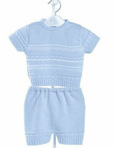 Blue Knitted Shorts Set  - Dandelion