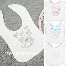 Load image into Gallery viewer, Baby Bib Rocking Horse Embroidered Design