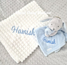 Load image into Gallery viewer, Personalised Baby Blanket,  Bunny Comforter Blue or Pink sets