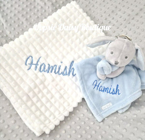 Personalised Baby Blanket,  Bunny Comforter Blue or Pink sets