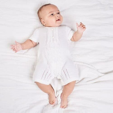 Baby Boys White Knitted Romper  - Dandelion