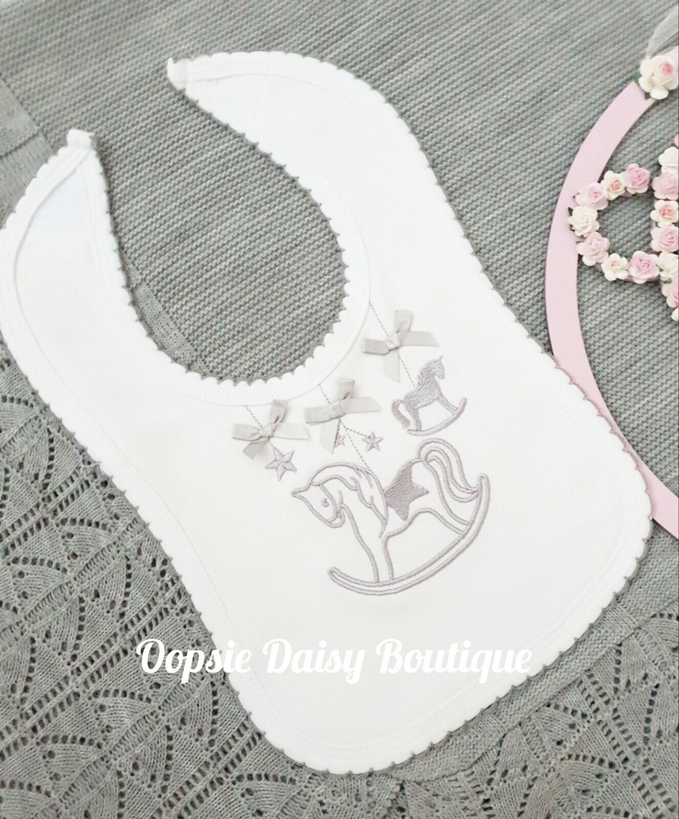 I Love Horse Racing Design Baby Bib - 100% Cotton Nursing Bib For Boys And Girls