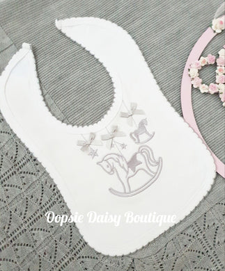 Baby Bib Rocking Horse Embroidered Design