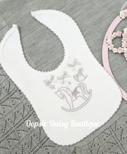 Load image into Gallery viewer, Baby Bib Rocking Horse Embroidered Design