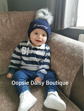 Load image into Gallery viewer, Personalised Hats Girls &amp; Boys Pom Pom Hats 0-6 years