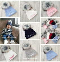 Load image into Gallery viewer, Personalised Hats Girls &amp; Boys Pom Pom Hats 0-6 years