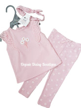 Load image into Gallery viewer, Girls Pink Daisy Leggings Set with Headband