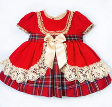 Load image into Gallery viewer, Girls Red Tartan Ribbon &amp; Lace Dress