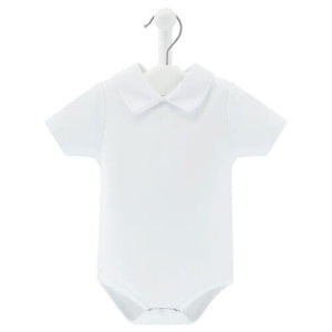 White Collared Short Sleeve Bodysuit Vest