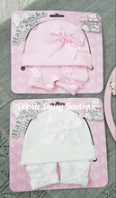 Load image into Gallery viewer, Baby Girls Ribbon Hat &amp; Socks Set 0-3mth &amp; 3-6mth