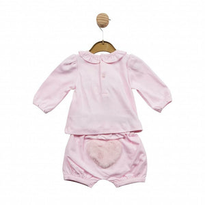 Designer Baby Girls Pink Fur Heart Bloomers Set