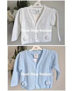 Boys Knitted Pom Pom Cardigan Oopsie Daisy Baby Boutique
