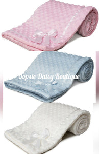 Personalised Baby Blanket Super Thick & Cosy with Ribbon