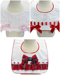 Spanish Baby Bib Ribbon Slot Waffle Design