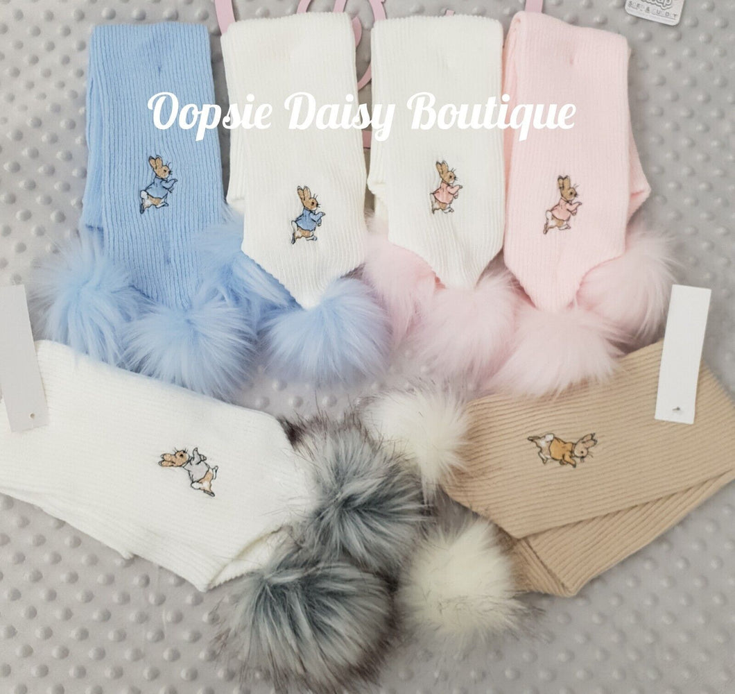 Peter Rabbit Pom Pom Scarfs 0-6 yrs