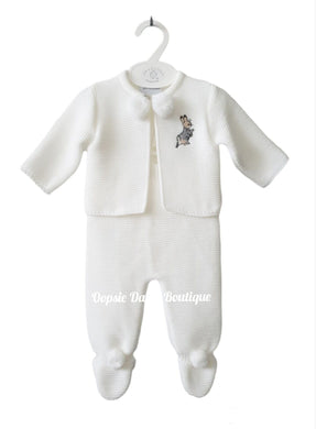White Knitted Pom Pom Suit Grey Peter Rabbit - Dandelion