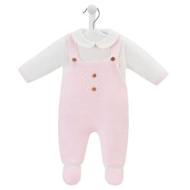 Girls Pink Knitted Dungaree Set 2 Piece - Dandelion