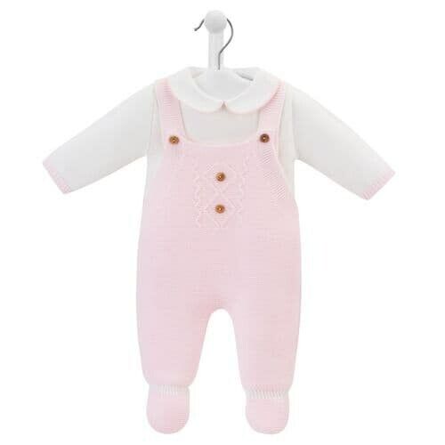 Girls Pink Knitted Dungaree Set 2 Piece - Dandelion