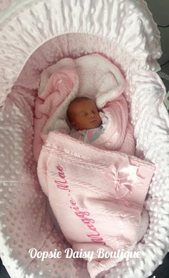 Personalised Baby Blanket Shawl Cosy Sherpa Back X 6 Colours