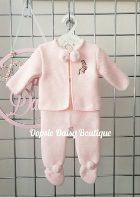 Pink Knitted Pom Pom Suit Pink Peter Rabbit - Dandelion