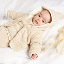Load image into Gallery viewer, Beige Knitted Baby Jacket Cardigan Dandelion Pramcoat