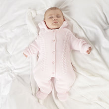 Load image into Gallery viewer, Pink Knitted Hooded Pram suit All In One - Dandelion