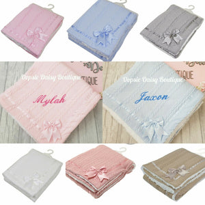 Personalised Baby Blanket Shawl Cosy Sherpa Back X 6 Colours