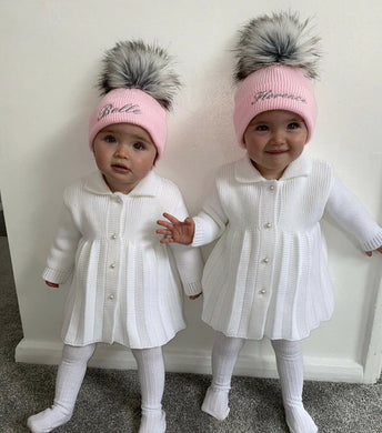 Girls Pearl Button Knitted Pram Coat Dandelion