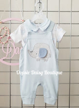 Load image into Gallery viewer, Baby Boys Blue Elephant Dungaree &amp; T shirt 2 Piece Set