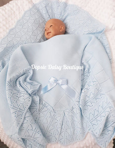 Blue Spanish Knitted Ribbon Shawl Blanket