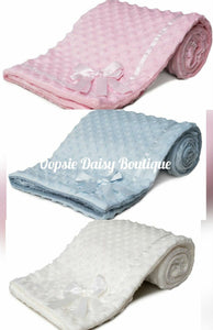 Personalised Baby Blanket Shawl Cosy Sherpa Back X 3 Colours