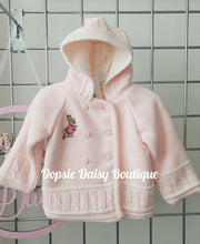 Load image into Gallery viewer, Pink Peter Rabbit Knitted Baby Jacket Cardigan  - Dandelion Pramcoat