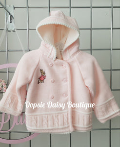 Pink Peter Rabbit Knitted Baby Jacket Cardigan  - Dandelion Pramcoat