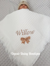 Load image into Gallery viewer, Personalised Baby Shawl Blanket with Ribbon