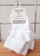 Load image into Gallery viewer, Boys Girls White Ankle Socks x 3 Pack 0-6mth 6-12mth 12-24mth