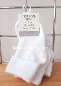 Boys Girls White Ankle Socks x 3 Pack 0-6mth 6-12mth 12-24mth