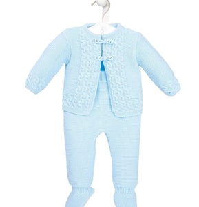 Boys Blue Knitted Cable Knitted Suit 2 Piece - Dandelion