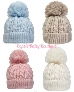 Baby Boys Girls Knitted Pom Pom Hat Size 0-12mth